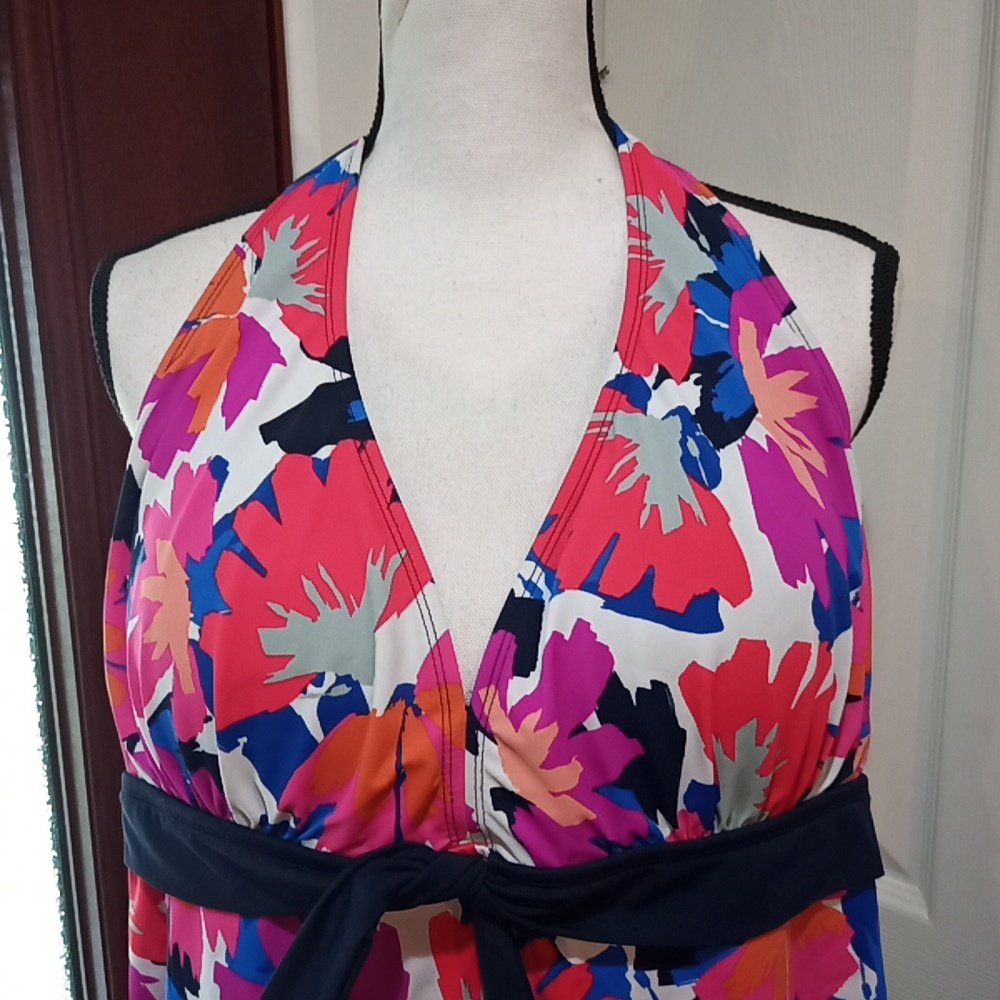 Floral Halter Tankini Top Swim for All Size 18 - Picture 2 of 4